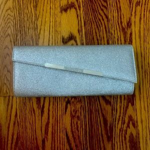 Silver Glitter Evening Clutch Bag